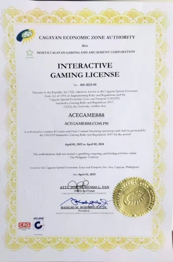 ACEGAME888 Licensed by First Cagayan