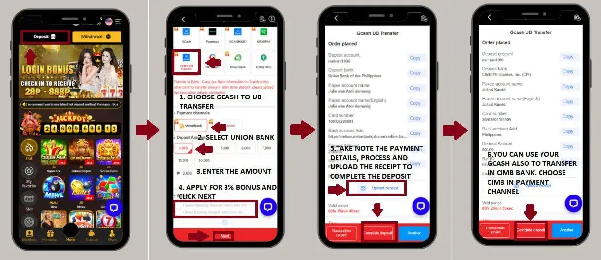 ACEGAME888 Deposit using Online banking